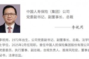 中国人寿官网更新：李祝用正式出任副董事长、总裁