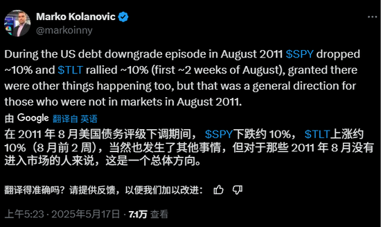 美国失去“最后一个AAA评级”	，穆迪下手的时点很“微妙”，华尔街：这给了美股回调理由